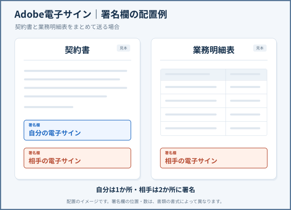 契約書と業務明細表の署名欄